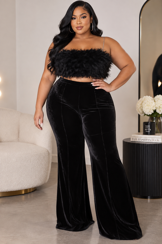 VELVET WIDE LEG PANTS (plus-size)