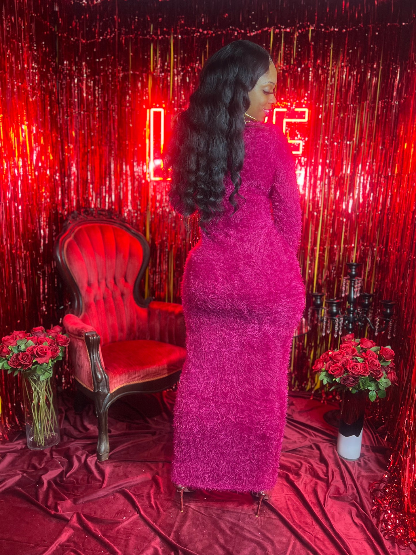 PRETTY IN PINK FUZZY DRESS