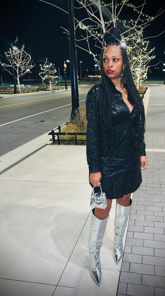 SEQUIN SHIRT DRESS
