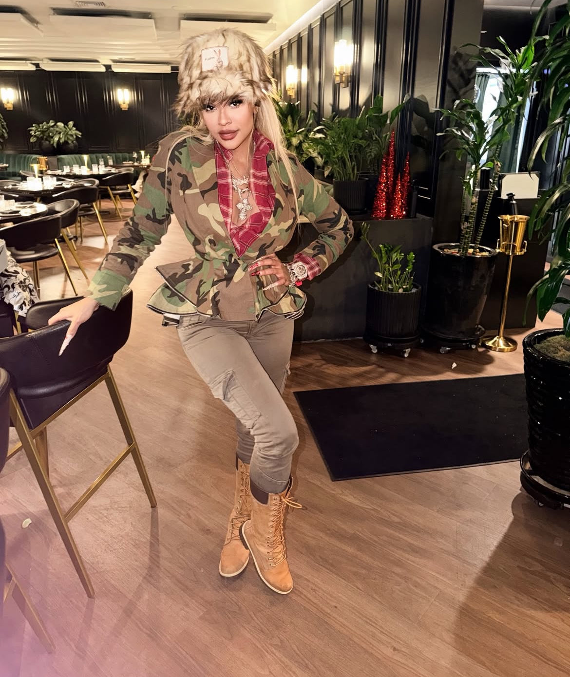 CAMO PEPLUM BLAZER JACKET