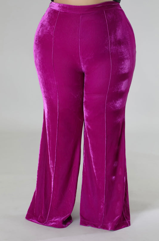 VELVET WIDE LEG PANTS (plus-size)