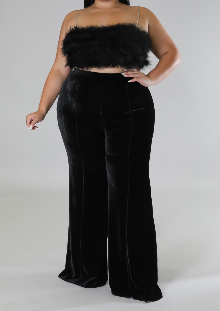 VELVET WIDE LEG PANTS (plus-size)