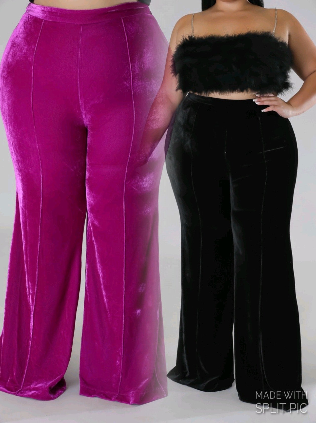 VELVET WIDE LEG PANTS (plus-size)