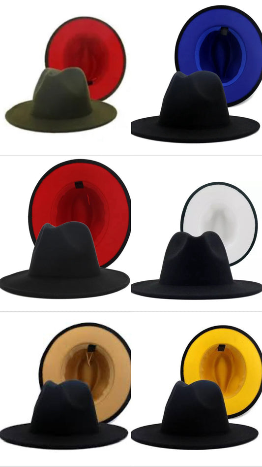 FEDORA HATS COLORED BRIMS