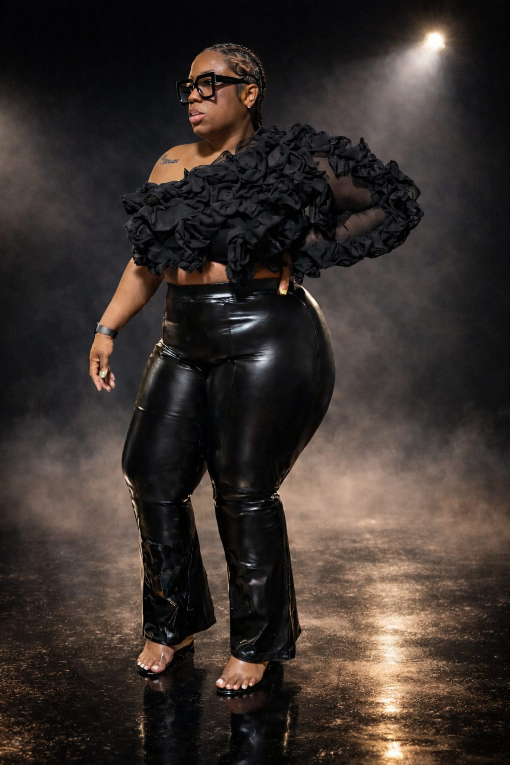 BLACK LEATHER PANTS (PLUS-SIZE)