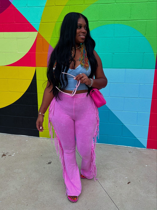 BUBBLEGUM FRINGE PANTS