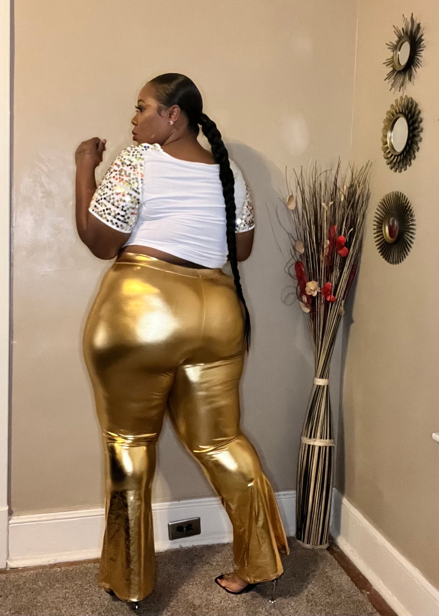 DRIPPED IN GOLD PANTS (PLUS-SIZE)