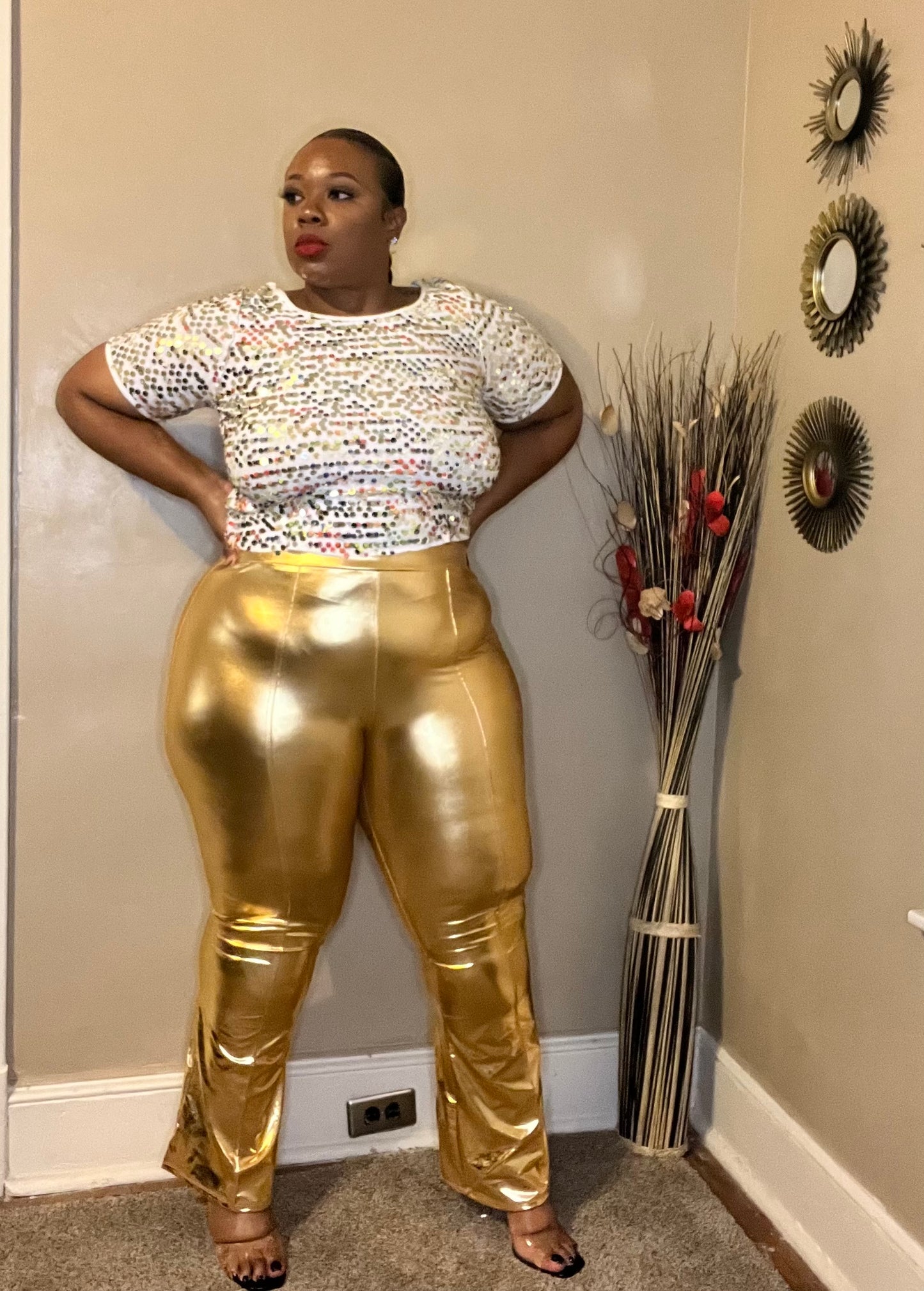 DRIPPED IN GOLD PANTS (PLUS-SIZE)