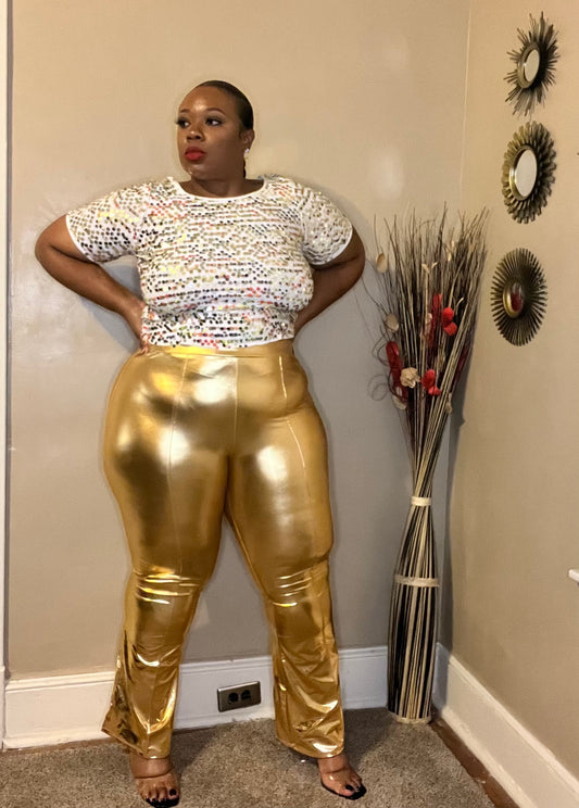 DRIPPED IN GOLD PANTS (PLUS-SIZE)