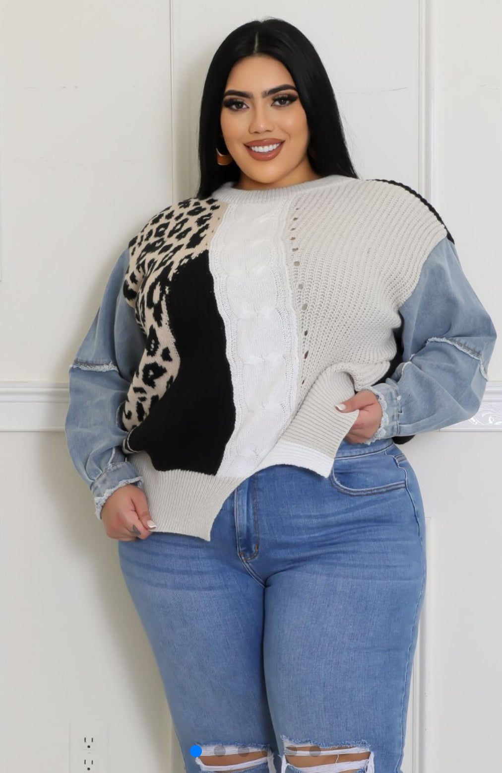 LEOPARD JEAN SWEATER (Plus-Size)