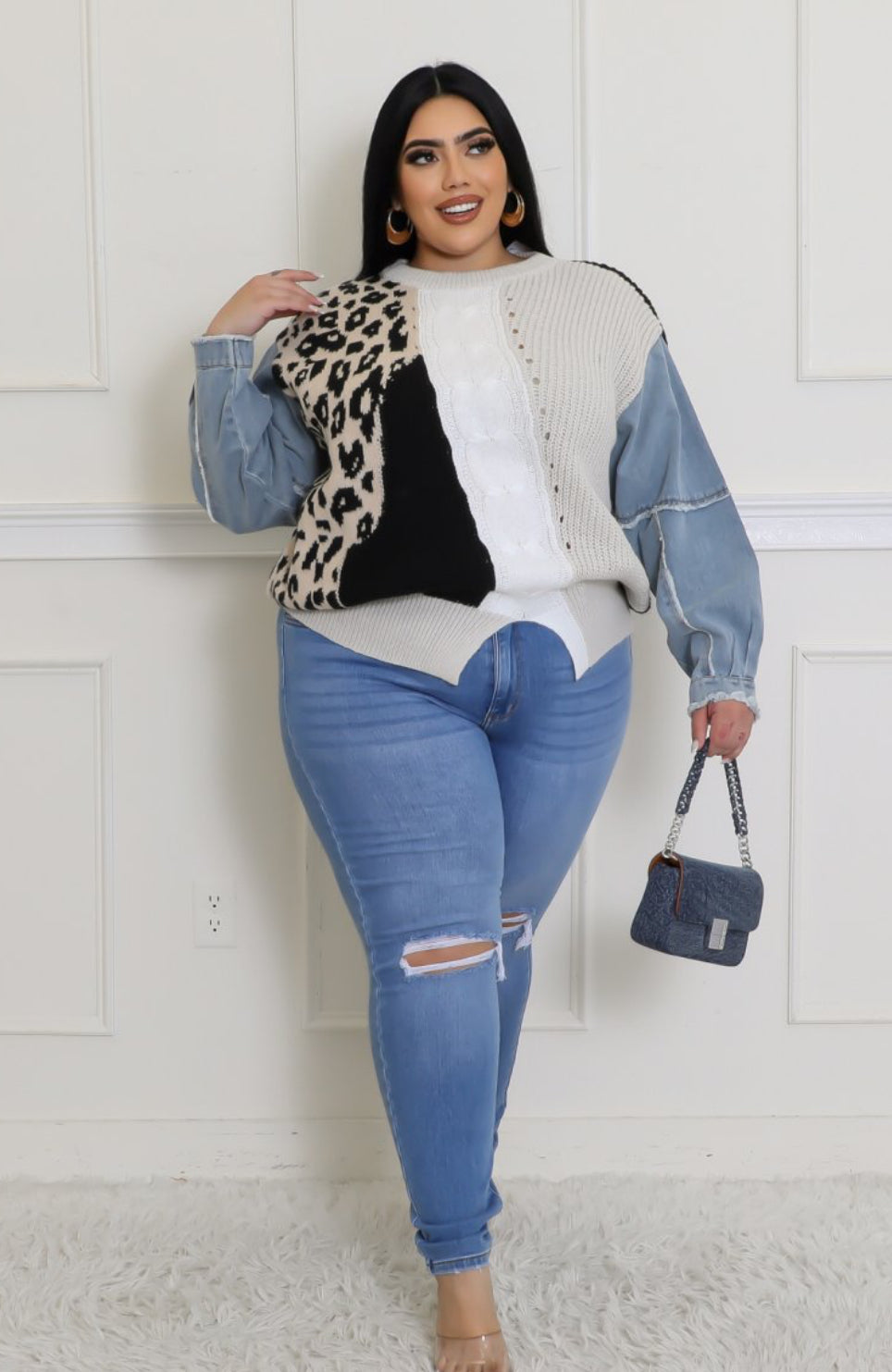 LEOPARD JEAN SWEATER (Plus-Size)
