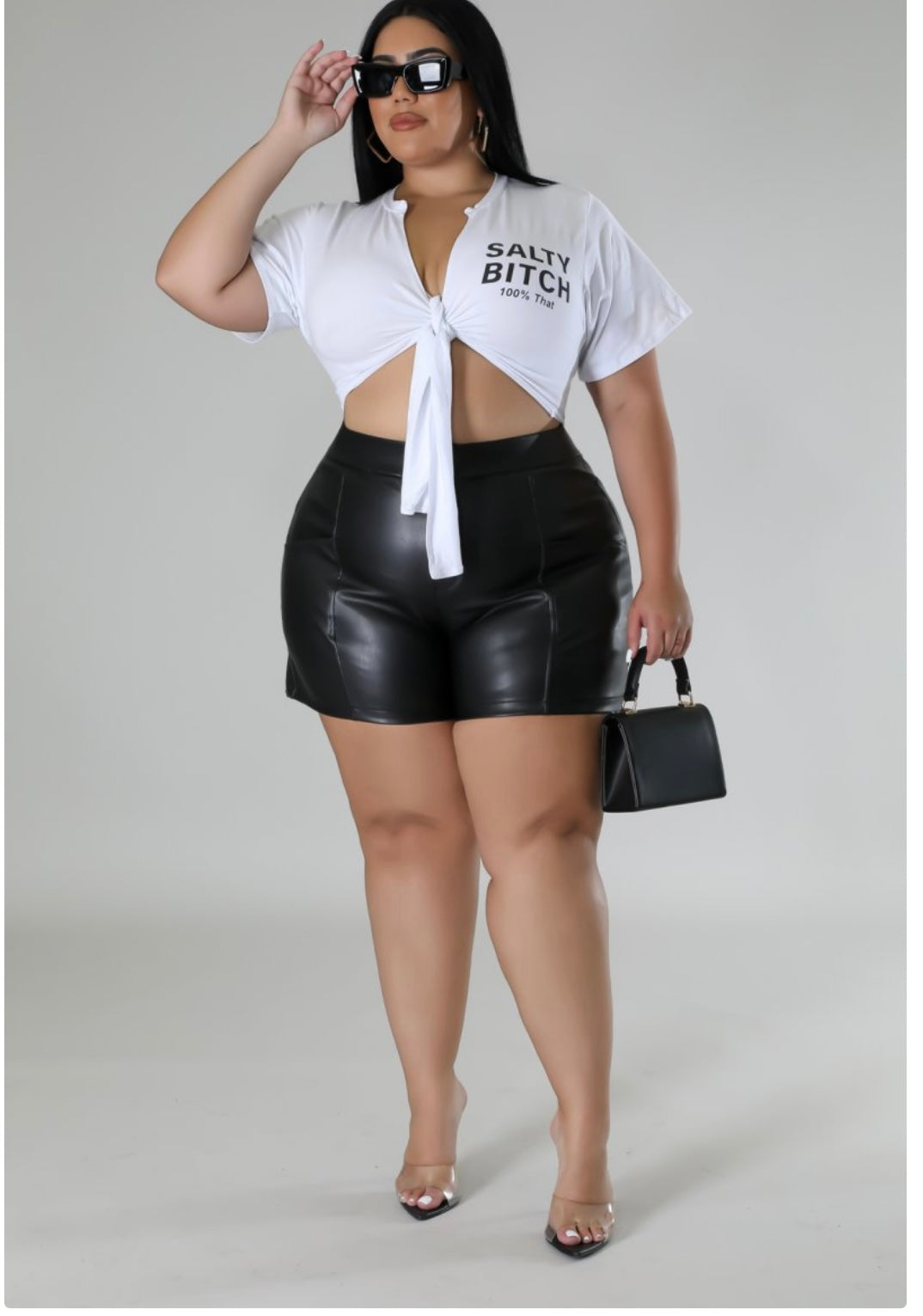 FAUX LEATHER SHORTS (PLUS-SIZE)