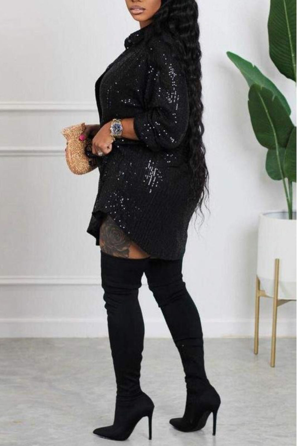 SEQUIN SHIRT DRESS