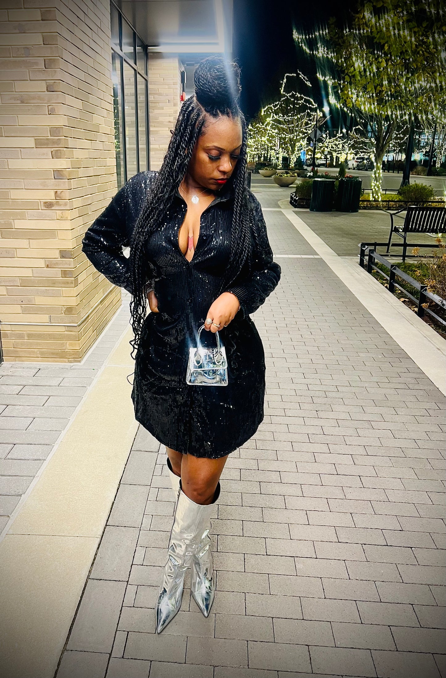 SEQUIN SHIRT DRESS