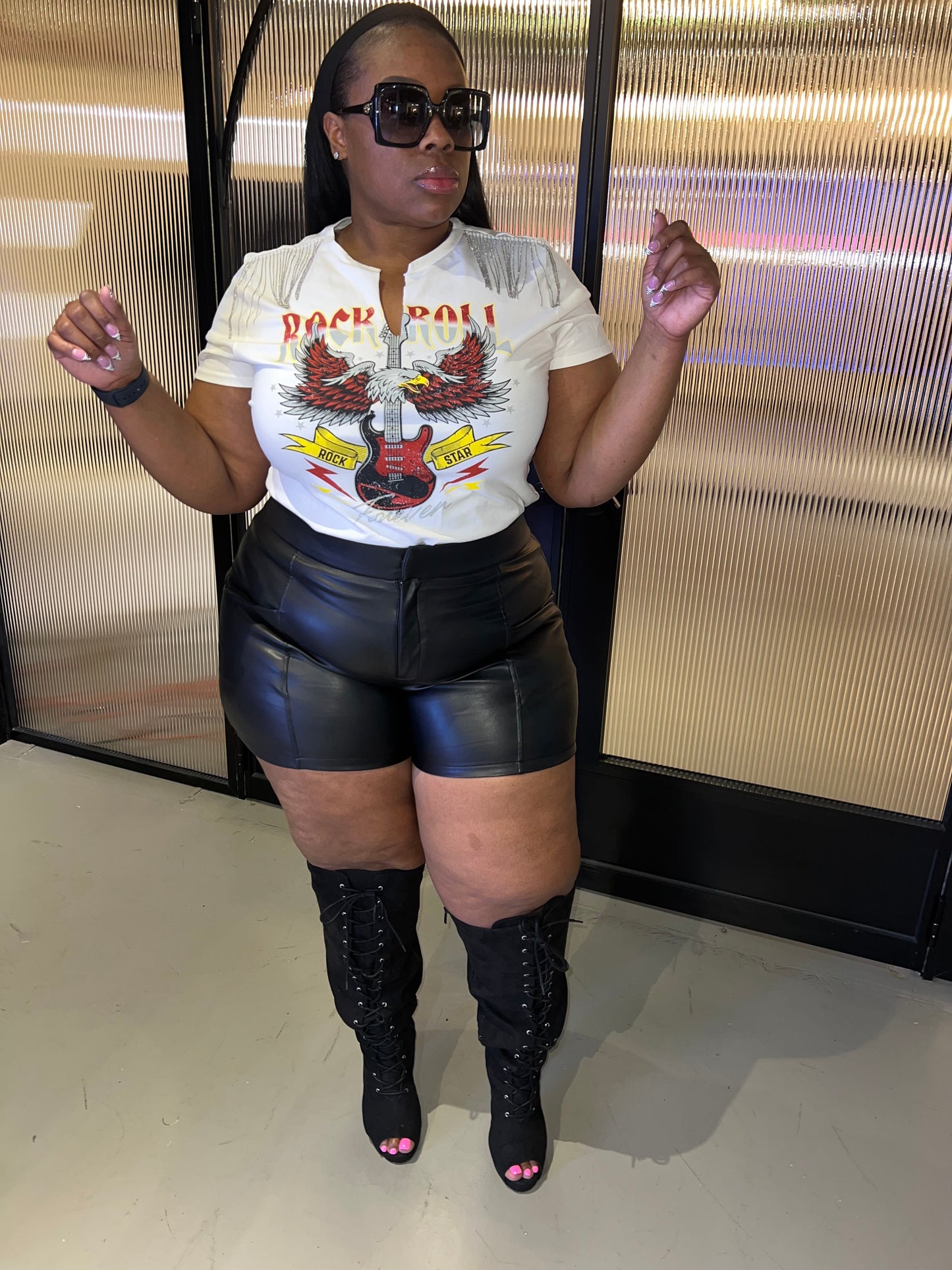 FAUX LEATHER SHORTS (PLUS-SIZE)