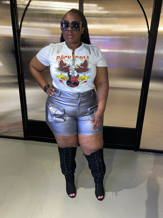 IT GIRL METALLIC SHORTS (PLUS-SIZE)
