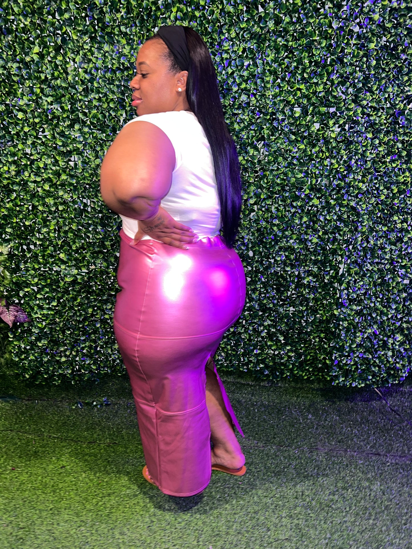 GLAMOROUS METALLIC SKIRT (PLUS-SIZE)