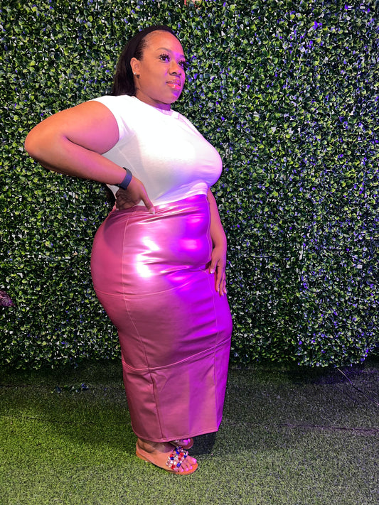 GLAMOROUS METALLIC SKIRT (PLUS-SIZE)