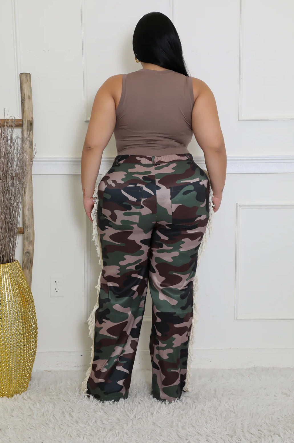 CAMO FRINGE PANTS (PLUS-SIZE)