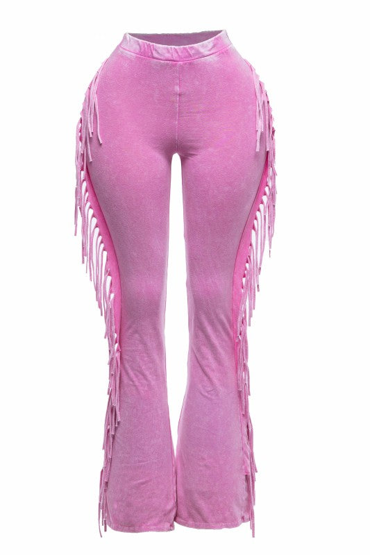BUBBLEGUM FRINGE PANTS