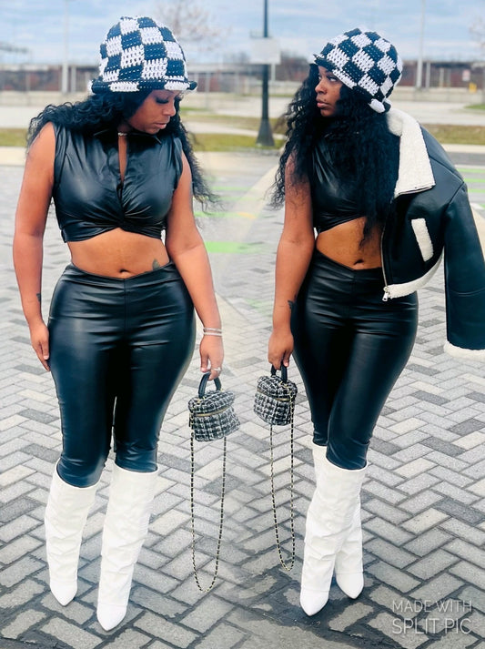 TWISTED LEATHER CROP TOP